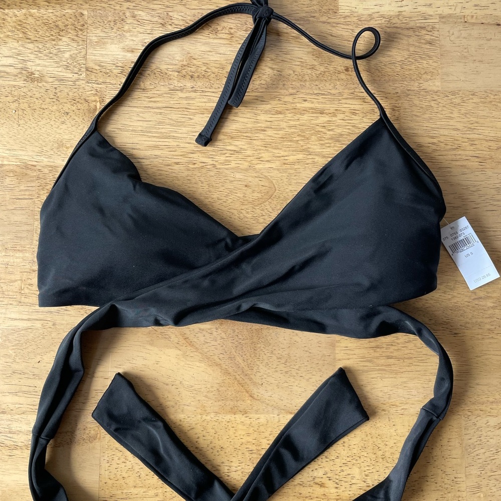 NWT Black Halter Bikini Top
